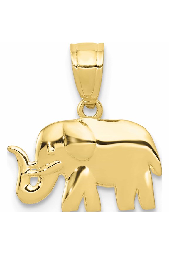 10K Yellow Gold Polished Elephant Pendant (14.5 X 13) Made In United States -Jewelry By Sweet Pea