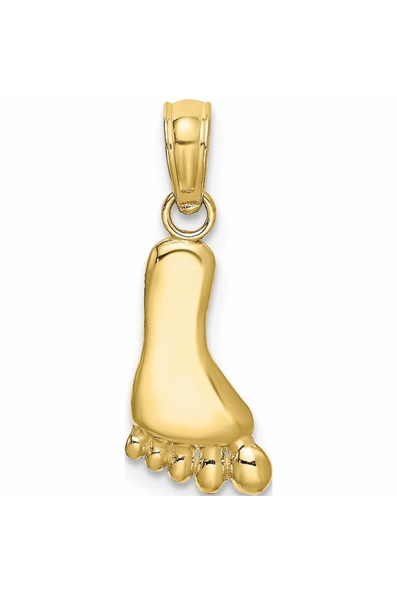 10K Yellow Gold Polished Foot Charm (11.7 X 6.6) Made In United States -Jewelry By Sweet Pea