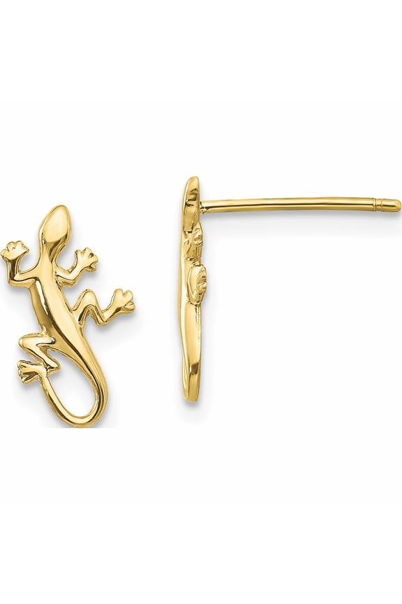 10K Yellow Gold Polished Gecko Post Earrings