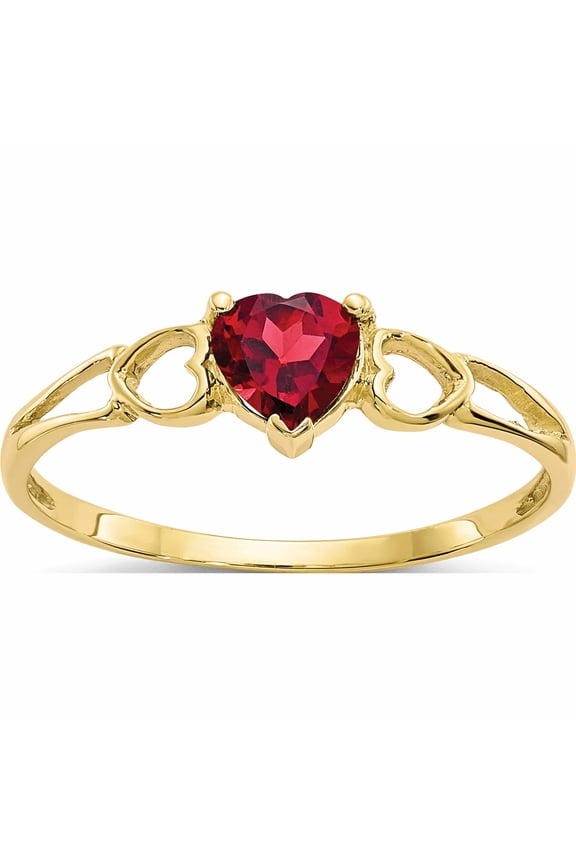 10K Yellow Gold Polished Geniune Garnet Birthstone Ring (Size 7) Made In India 10xbr154