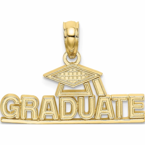 10K Yellow Gold Polished Graduate Under Cap Charm (13.2 X 21.4) Made In United States -Jewelry By Sweet Pea