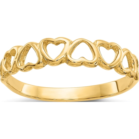 10K Yellow Gold Polished Hearts Ringsize 7 (Width 2 To 4) - Jbsp