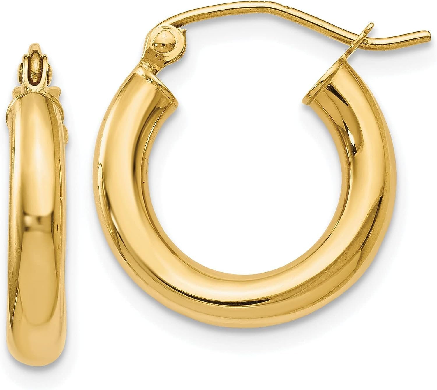 10K Yellow Gold Polished Hinged Hoop Earrings - 16mm - Walmart.com