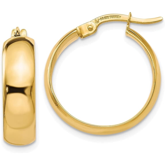 10K Yellow Gold Polished Hinged Hoop Earrings - 19mm