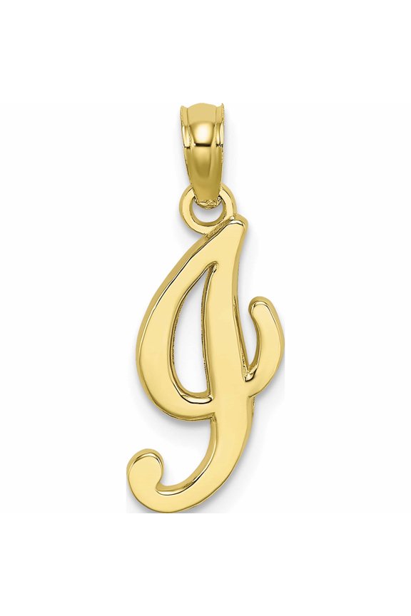 10K Yellow Gold Polished Medium Script Initial I Charm
