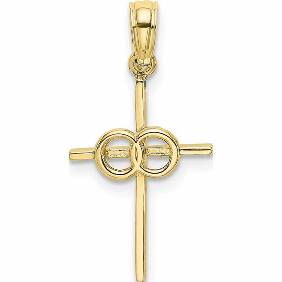 10K Yellow Gold Polished Infinity Circles Cross Charm (20.67 X 12) Made In United States 10k8398