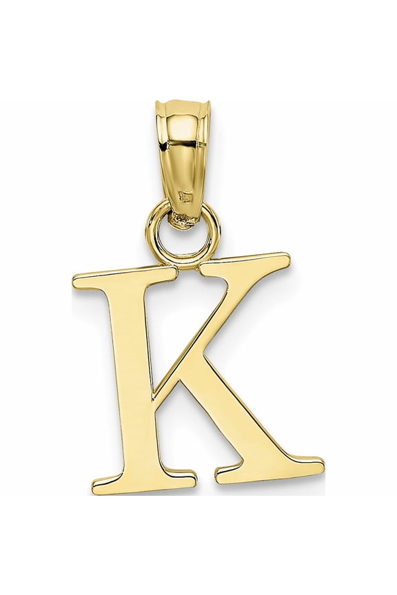 10K Yellow Gold Polished Block Initial K Charm