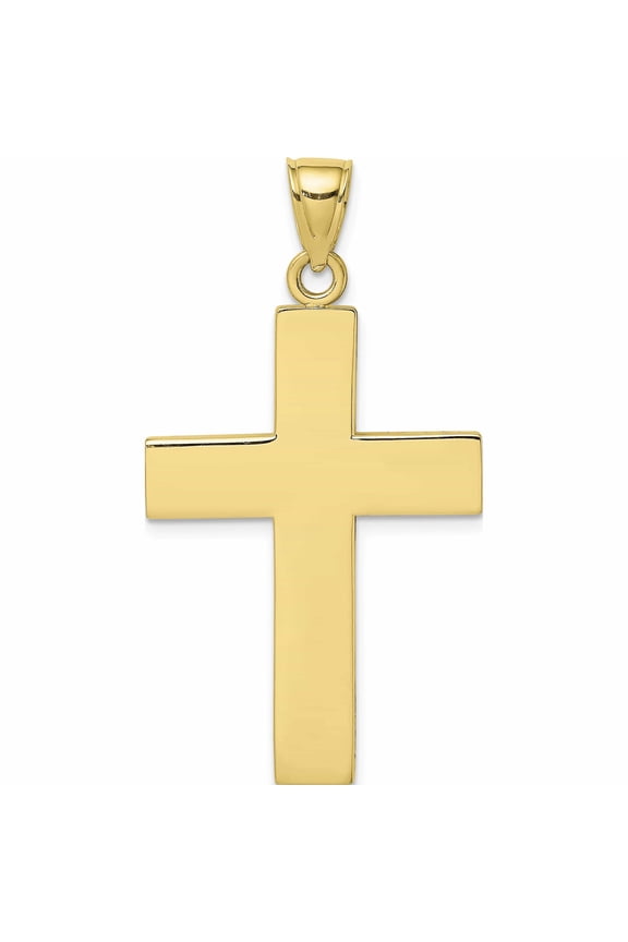 10K Yellow Gold Polished Large Block Cross With Open Back Charm (41.8 X 23) Made In United States 10k8347