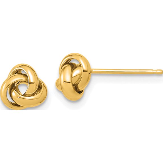 10K Yellow Gold Polished Love Knot Post Earrings (Width 6.5) (Length 6.8) - Jbsp