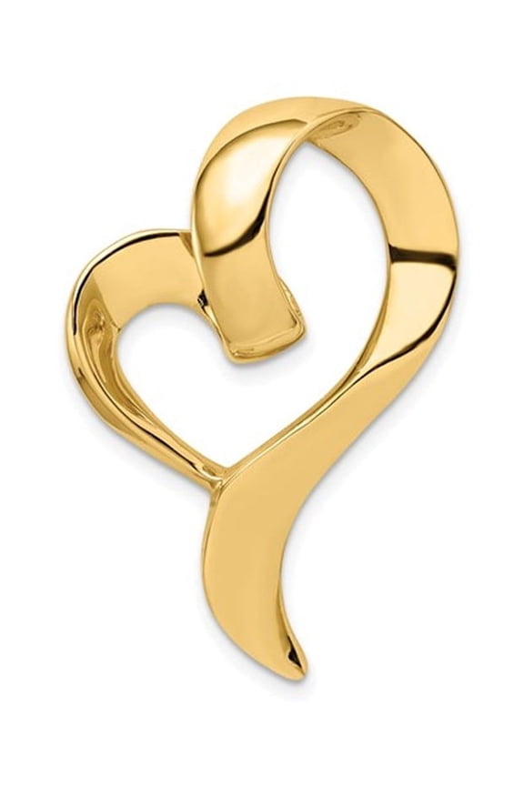 Gem & Harmony 10K Yellow Gold Polished Open Heart Slide Pendant (NO Chain) for Women