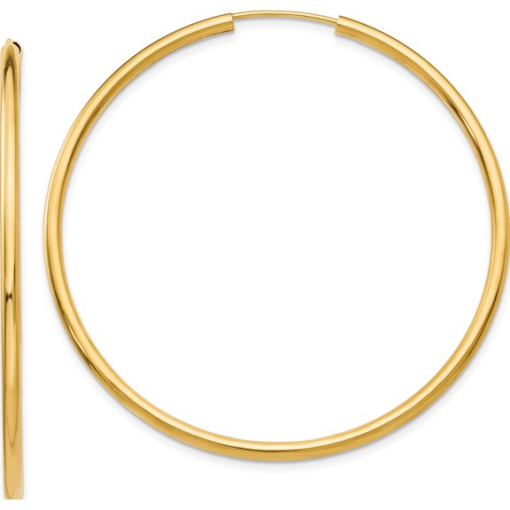 10K Yellow Gold Polished Round Endless 2Mm Hoop Earrings (Width 50) (Length 50) - Jbsp