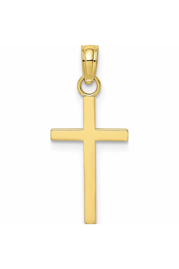 10K Yellow Gold Polished Small Cross Charm (21.5 X 10) Made In United States -Jewelry By Sweet Pea