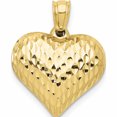 thumbnail image 1 of 10K Yellow Gold Polished & Textured 3-D Heart Pendant (20 X 16) Made In Indonesia -Jewelry By Sweet Pea, 1 of 5