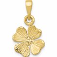 thumbnail image 1 of 10K Yellow Gold Polished & Textured Four Leaf Clover Pendant (22 X 13.08) Made In Peru -Jewelry By Sweet Pea, 1 of 5