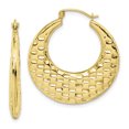 thumbnail image 1 of 10K Yellow Gold Polished Textured Hoop Earrings, 1 of 7