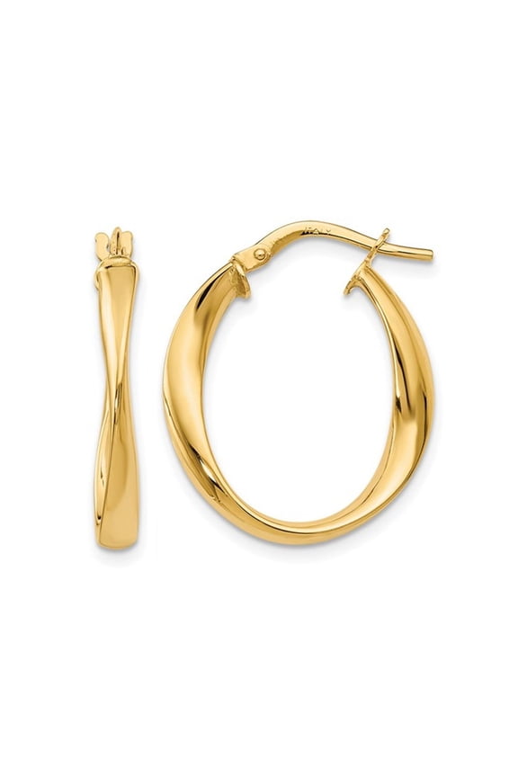 Gem & Harmony 10K Yellow Gold Polished Twist Hoop Earrings for Women