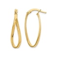 thumbnail image 1 of Gem & Harmony 10K Yellow Gold Polished Twisted Oval Hoop Earrings for Women, 1 of 6