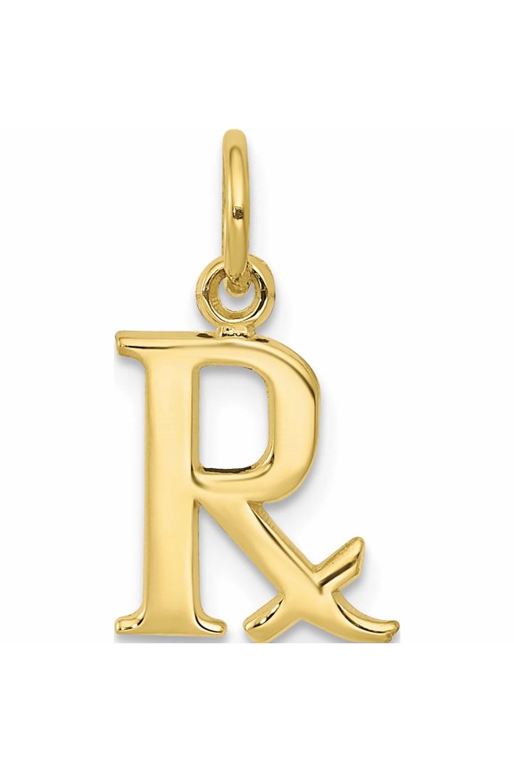 10K Yellow Gold Prescription Symbol Rx Charm (22 X 10) Made In United States -Jewelry By Sweet Pea