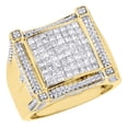 thumbnail image 1 of 10K Yellow Gold Princess Cut Diamond Mens XL Square Pinky Statement Ring 2 Ct., 1 of 5