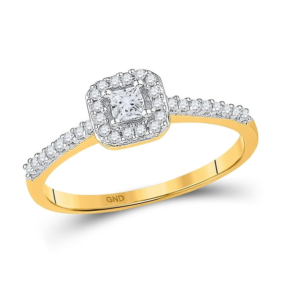 10K Yellow Gold Princess Diamond Solitaire Bridal Wedding Engagement Ring 1/4 Cttw, Womens Size: 5-10