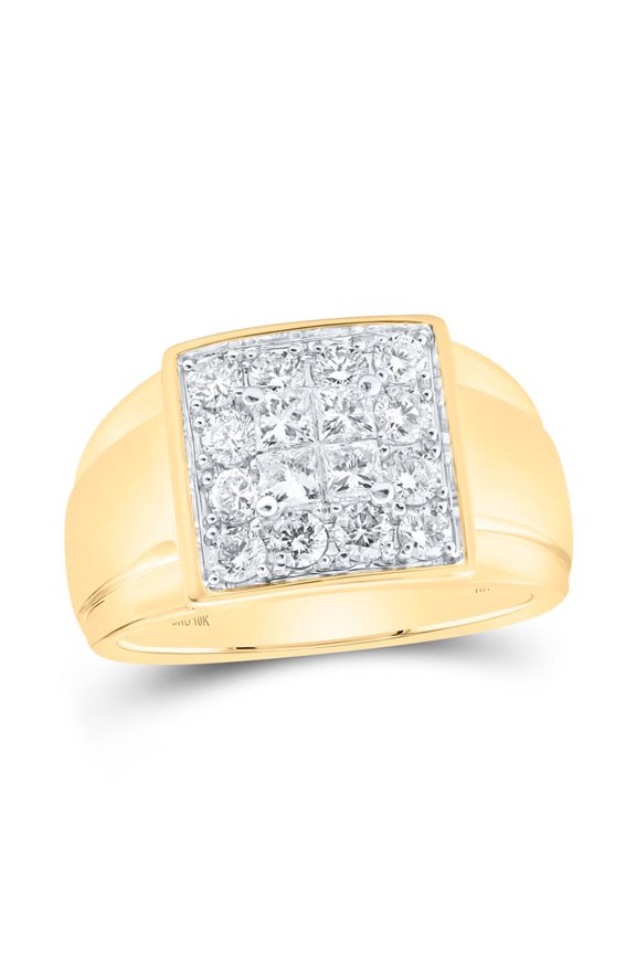 10K Yellow Gold Princess Diamond Square Ring 1.50cttw