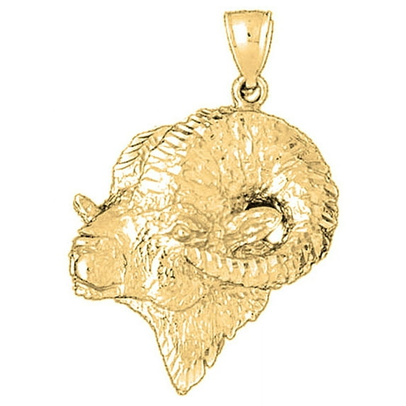 10K Yellow Gold Ram Pendant - 41 mm