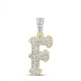 thumbnail image 1 of 10K Yellow Gold Real Diamond Block Font Pointed Letter Initial F Pendant 1/3 CT, 1 of 1