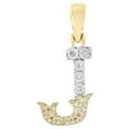 thumbnail image 1 of 10K Yellow Gold Real Diamond Flared Block Font Letter J Initial Pendant 0.11 CT, 1 of 6
