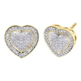 thumbnail image 1 of 10K Yellow Gold Real Diamond Heart Shape Studs 3D Double Frame Puff Earrings 1/2 CT., 1 of 5