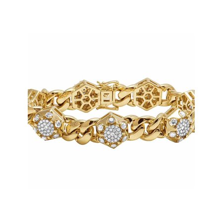 10K Yellow Gold Real Diamond Hexagon Miami Cuban Bracelet 8.97 ct 8"