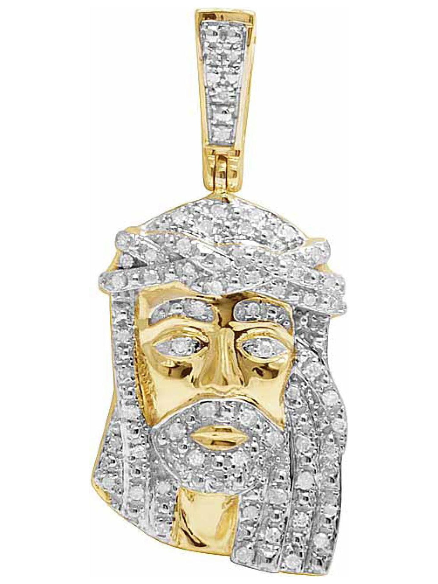 10K Yellow Gold Real Diamond Jesus Piece Pendant 0.25CT 1.3" - Walmart.com