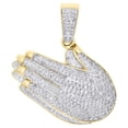 thumbnail image 1 of 10K Yellow Gold Real Diamond Praying Hands Pendant 1.3" Fancy Pave Charm 7/8 CT., 1 of 6