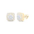 thumbnail image 1 of 10K Yellow Gold Real Diamond Unisex 9mm Cluster Halo Square Stud Earrings 5/8 CT, 1 of 1