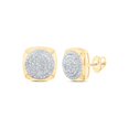 thumbnail image 1 of 10K Yellow Gold Real Diamond Unisex Cluster Rounded Square Stud Earrings 1/2 CT, 1 of 1