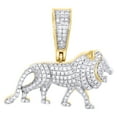 thumbnail image 1 of 10K Yellow Gold Real Diamond Walking Lion Full Body Pendant 0.90" Charm 0.30 CT., 1 of 6