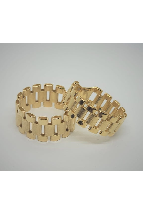 10K Yellow Gold Rectangular Brick Ring