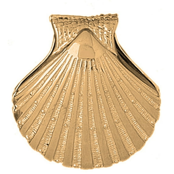 10K Yellow Gold Reversible Shell Pendant - 40 mm
