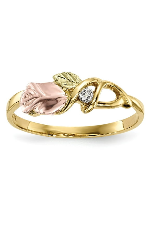 10K Yellow Gold Ring Band Black Hills Diamond-cut Diamond Round