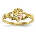 thumbnail image 1 of 10K Yellow Gold Ring Band Black Hills Diamond-cut Tri-Color Claddagh, Size 6, 1 of 5