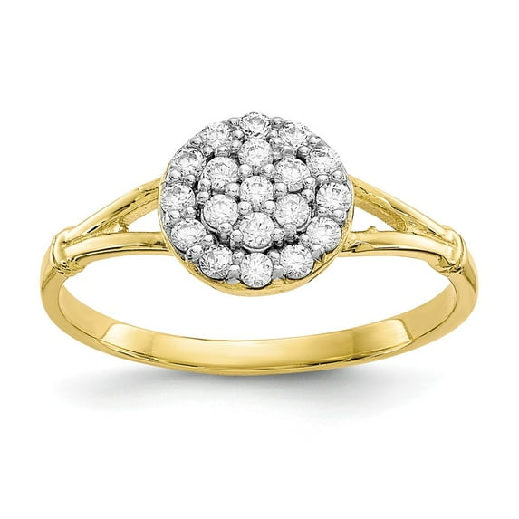 10K Yellow Gold Ring Band Fashion Cubic Zirconia CZ White