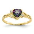 thumbnail image 1 of 10K Yellow Gold Ring Band Gemstone Diamond Round Mystic Fire Topaz Heart Multi-color, Size 9, 1 of 5
