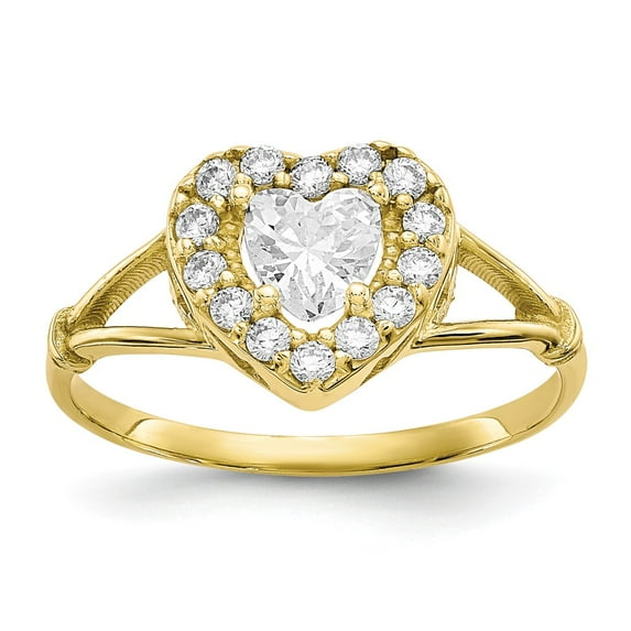 10K Yellow Gold Ring Band Themed Cubic Zirconia CZ White, Size 9