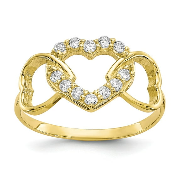 10K Yellow Gold Ring Band Themed Cubic Zirconia CZ White