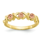 10K Yellow Gold Ring Band Themed Tri-color Black Hills Rose
