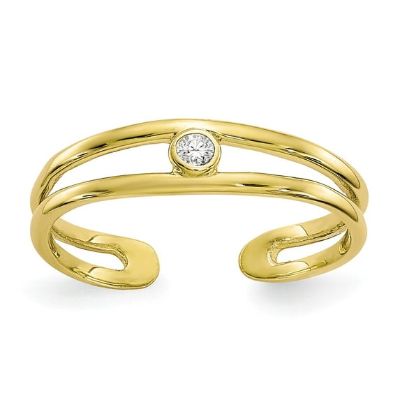 10K Yellow Gold Ring Band Toe Cubic Zirconia CZ
