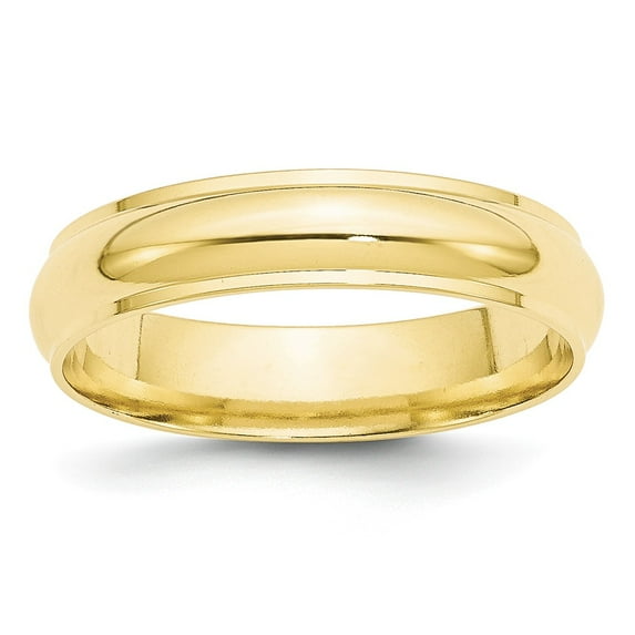 10K Yellow Gold Ring Band Wedding Ridged Standard Half Round
