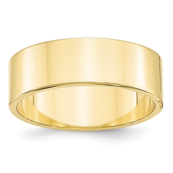 10K Yellow Gold Ring Band Wedding Standard Flat 7mm LTW Size 8