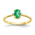 thumbnail image 1 of 10K Yellow Gold Ring Band with Stones (05) May Emerald Oval Green Diamond Round White, Size 6, 1 of 5
