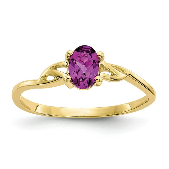 10K Yellow Gold Ring Band with Stones (06) June Garnet (Rhodolite) Oval Red