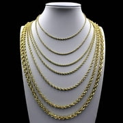 JEWELZKING 10K Yellow Gold Rope Chain Necklace 16'' - 30" 2mm 2.5mm 3mm 4mm 5mm 6mm